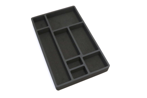 Polar Whale 3 Piece Desk Drawer Organizers Tray Non-Slip Waterproof Insert for Office Home Shop Garage  19.9 X 12.1 X 2 Inches Black 8 Compartments Extra Deep Set of 3