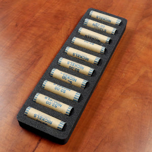 Polar Whale Rolled Coin Storage Organizer Tray Slim Holds Nickels Holder for Office or Home Waterproof Washable  1 Inches Thick Foam 10 Compartments for 10 Rolls Nickel Black