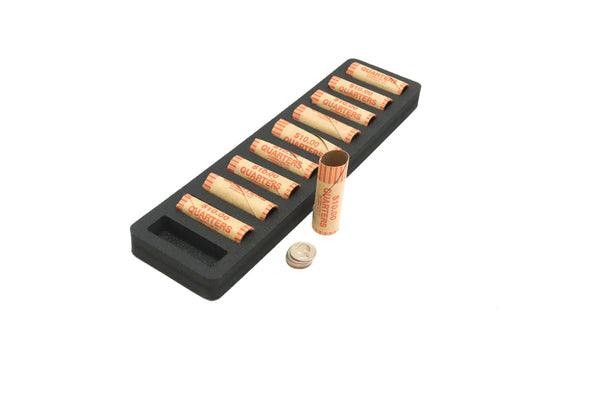 Polar Whale Set of 3 Rolled Coin Storage Organizers Tray Slim Holds Quarters Holder for Office or Home Waterproof Washable  1 Inches Thick Foam 10 Compartments for 10 Rolls Quarter Black
