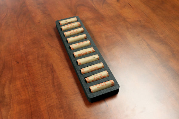 Polar Whale Set of 3 Rolled Coin Storage Organizers Tray Slim Holds Quarters Holder for Office or Home Waterproof Washable  1 Inches Thick Foam 10 Compartments for 10 Rolls Quarter Black