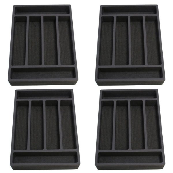 Polar Whale 4 Large Flatware Silverware Drawer Organizers for Cutlery Forks Knives Spoons Serving Utensils Non-Slip Premium Waterproof Tray Insert  11 x 15 Inches 6 Slot Extra Deep Pair Set