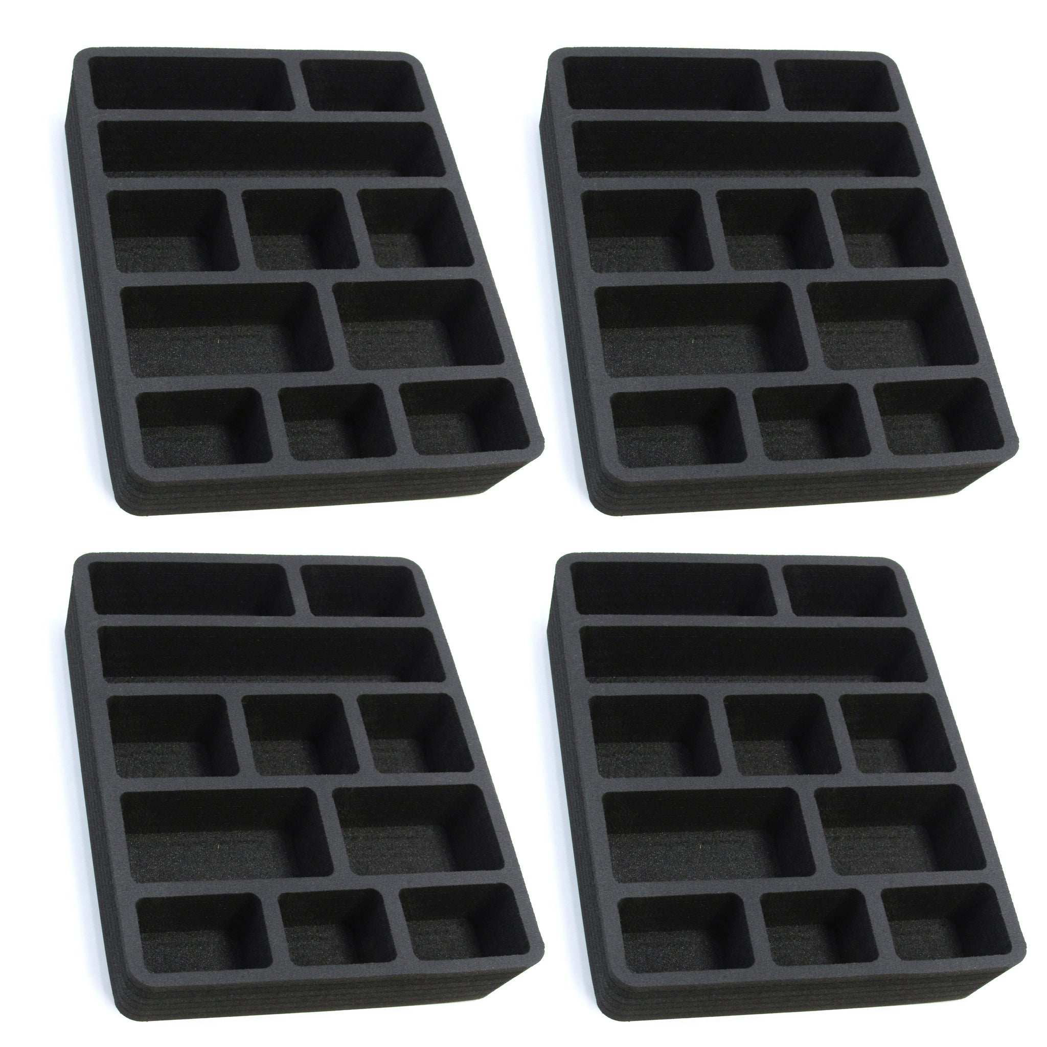Polar Whale 4 Utility Drawer Organizers Tray Waterproof Washable Insert for Crafts Office Home Shop Shelf Closets and More  9.25 X 13.5 X 2 Inches 11 Compartments Black Deep Pockets