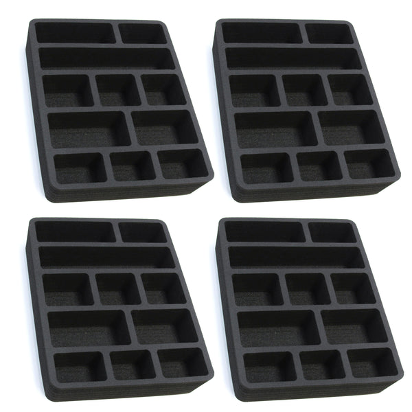 Polar Whale 4 Utility Drawer Organizers Tray Waterproof Washable Insert for Crafts Office Home Shop Shelf Closets and More  9.25 X 13.5 X 2 Inches 11 Compartments Black Deep Pockets