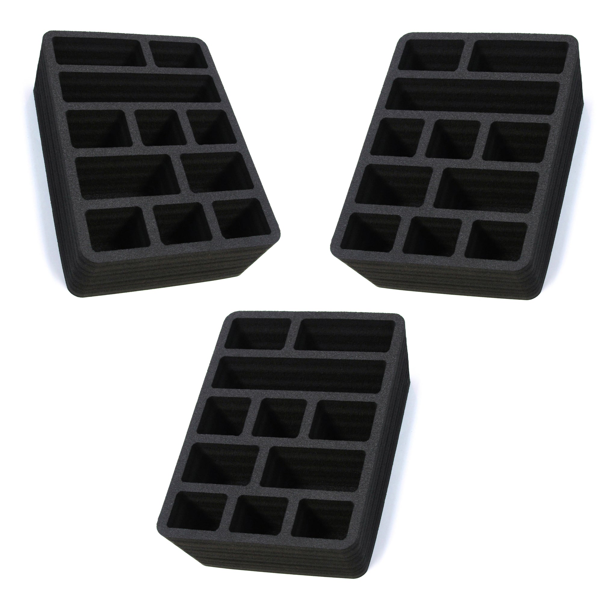 Polar Whale 3 Utility Drawer Organizers Tray Waterproof Washable Insert for Crafts Office Home Shop Shelf Closets and More  9.25 X 13.5 X 4.2 Inches 11 Compartments Black Extra Deep Pockets