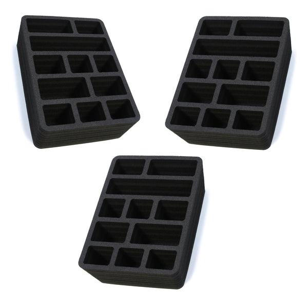 Polar Whale 3 Utility Drawer Organizers Tray Waterproof Washable Insert for Crafts Office Home Shop Shelf Closets and More  9.25 X 13.5 X 4.2 Inches 11 Compartments Black Extra Deep Pockets