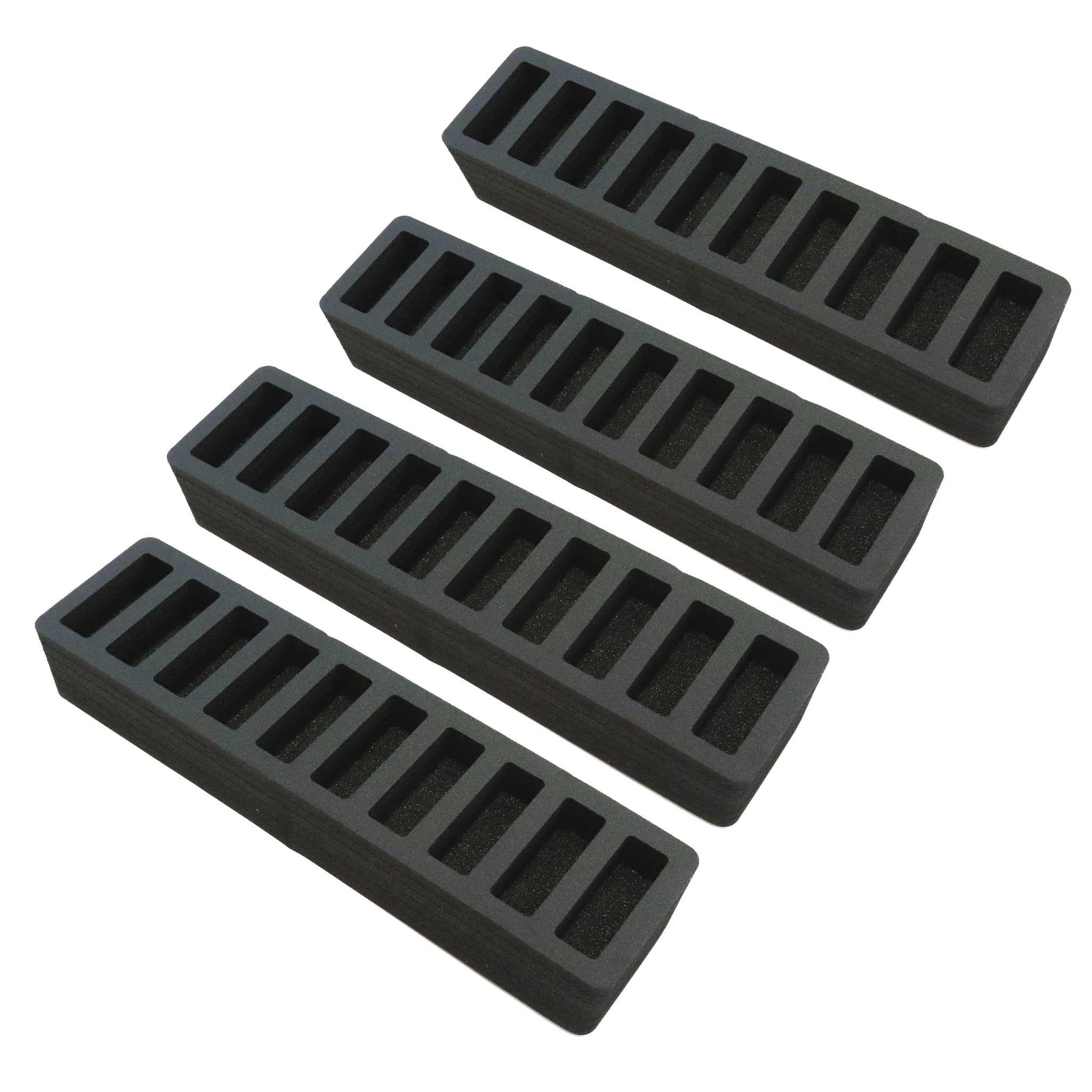 Polar Whale Set of 4 Rolled Coin Storage Organizers Tray Stackable Holds Quarters Holder for Office or Home Waterproof Washable  2 Inch Thick Foam 10 Compartments for 10 Rolls Quarter Black