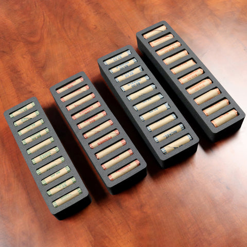 Polar Whale Rolled Coin Storage Organizer Tray Stackable Holds Quarters Nickels Dimes Pennies Rolls Holder for Office Home Waterproof Washable  2 Inch Thick Foam 10 Compartments Each Black
