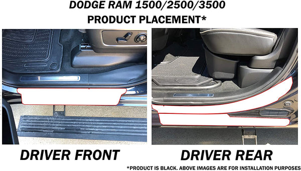 Red Hound Auto Door Entry Guard Scratch Shield Compatible with Ram 1500 2500 3500 2019-2023 Crew Cab 4 Door 6pc Custom Fit Door Sill Scuff Paint Protector