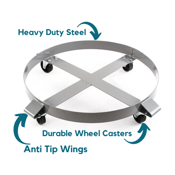 Heavy Duty Drum Dolly 1000 Pound - 55 Gallon Swivel Casters Wheel Steel Frame Non Tipping Hand Truck Capacity Dollies