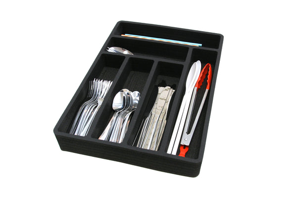 Polar Whale Flatware Silverware Drawer Organizer Premium Dividers for Cutlery Forks Knives Spoons Serving Utensils Non-Slip Waterproof Tray Insert  12.75 X 18 Inches 6 Slot Extra Deep