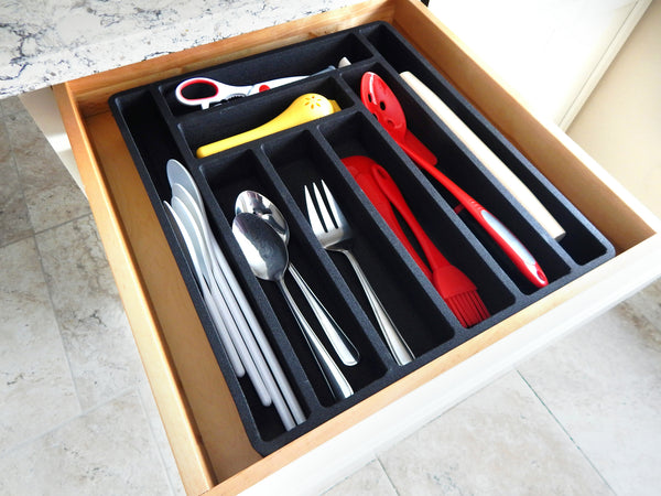 Polar Whale Large Flatware Silverware Drawer Organizer Premium Dividers for Cutlery Forks Knives Spoons Serving Utensils Non-Slip Waterproof Tray Insert  16 X 18 Inches 8 Slot Extra Deep