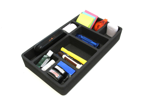 Polar Whale 4 Piece Desk Drawer Organizers Tray Non-Slip Waterproof Insert for Office Home Shop Garage  9 X 16 X 2 Inches Black 8 Compartments Extra Deep Set of 4