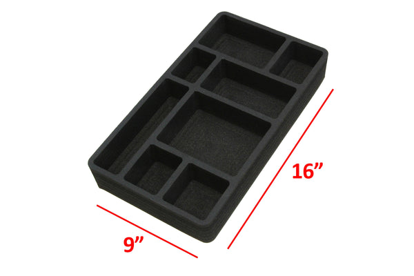 Polar Whale 4 Piece Desk Drawer Organizers Tray Non-Slip Waterproof Insert for Office Home Shop Garage  9 X 16 X 2 Inches Black 8 Compartments Extra Deep Set of 4