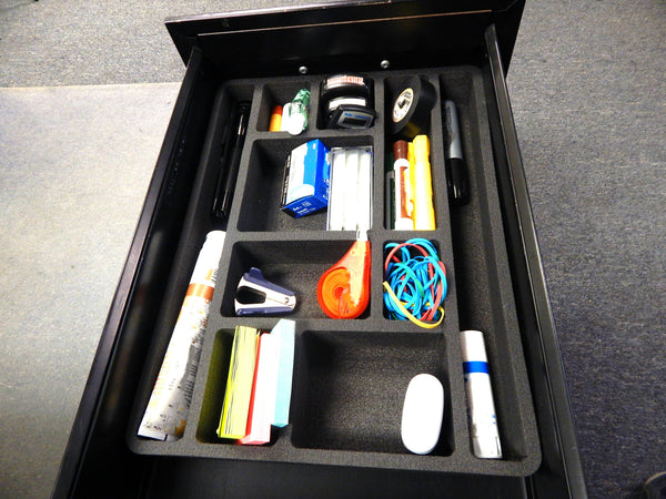 Polar Whale 2 Piece Desk Drawer Organizers Tray Non-Slip Waterproof Insert for Office Home Shop Garage  12 X 16 X 2 Inches Black 10 Compartments Extra Deep Pair Set of 2