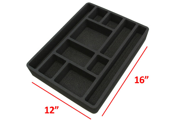 Polar Whale 2 Piece Desk Drawer Organizers Tray Non-Slip Waterproof Insert for Office Home Shop Garage  12 X 16 X 2 Inches Black 10 Compartments Extra Deep Pair Set of 2