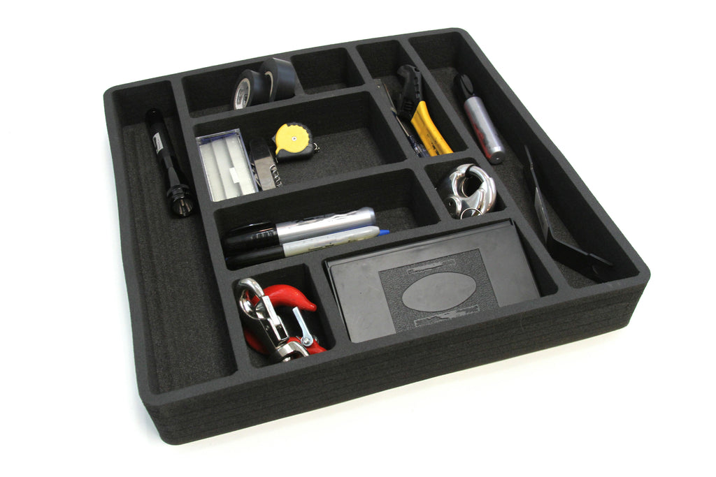 A combination of 2-deep drawer inserts, with an additional deep