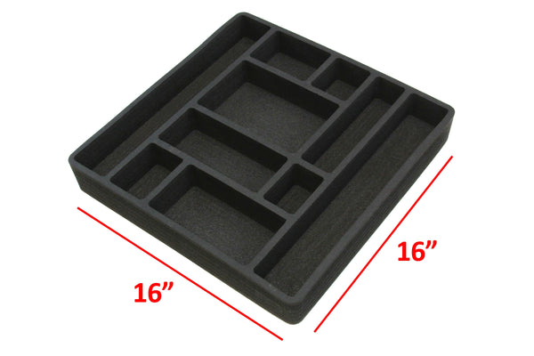 Polar Whale 4 Piece Desk Drawer Organizers Tray Non-Slip Waterproof Insert for Office Home Shop Garage  16 X 16 X 2 Inches Black 10 Compartments Extra Deep Set of 4