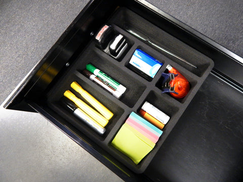 Polar Whale Desk Drawer Organizer Tray Non-Slip Waterproof Insert for Office Home Shop Garage  12 X 10.5 X 2 Inches Black 8 Compartments Extra Deep
