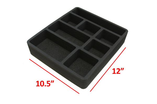 Polar Whale 3 Piece Desk Drawer Organizers Tray Non-Slip Waterproof Insert for Office Home Shop Garage  12 X 10.5 X 2 Inches Black 8 Compartments Extra Deep Set of 3
