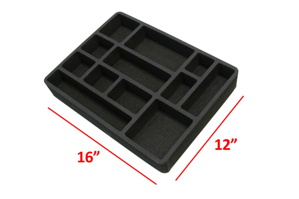 Polar Whale 2 Piece Desk Drawer Organizers Tray Non-Slip Waterproof Insert for Office Home Shop Garage  16 X 12 X 2 Inches Black 12 Compartments Extra Deep Pair Set of 2