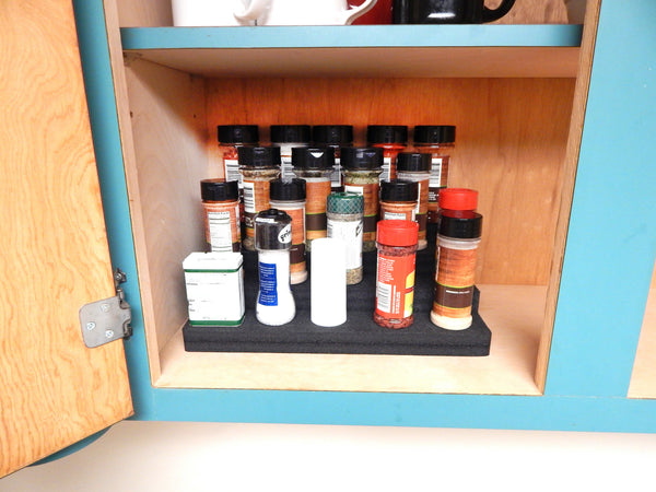 Polar Whale Cabinet or Countertop Spice Rack Organizer 4-Tier Insert Collectibles Holder for Kitchen Bathroom Living Room Waterproof Washable  13.25 x 8.75 x 4.2 Inches 4 Steps Black