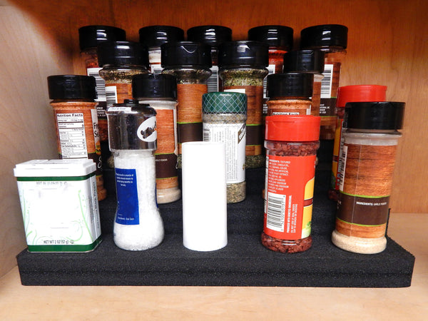 Polar Whale Cabinet or Countertop Spice Rack Organizer 4-Tier Insert Collectibles Holder for Kitchen Bathroom Living Room Waterproof Washable  13.25 x 8.75 x 4.2 Inches 4 Steps Black