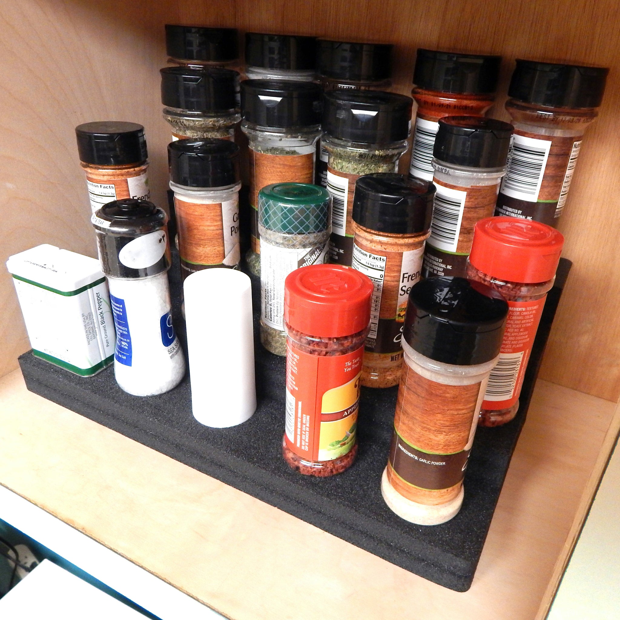Polar Whale Cabinet or Countertop Spice Rack Organizer 4-Tier Insert Collectibles Holder for Kitchen Bathroom Living Room Waterproof Washable  13.25 x 8.75 x 4.2 Inches 4 Steps Black