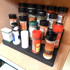 Polar Whale Cabinet or Countertop Spice Rack Organizer 4-Tier Insert Collectibles Holder for Kitchen Bathroom Living Room Waterproof Washable  13.25 x 8.75 x 4.2 Inches 4 Steps Black