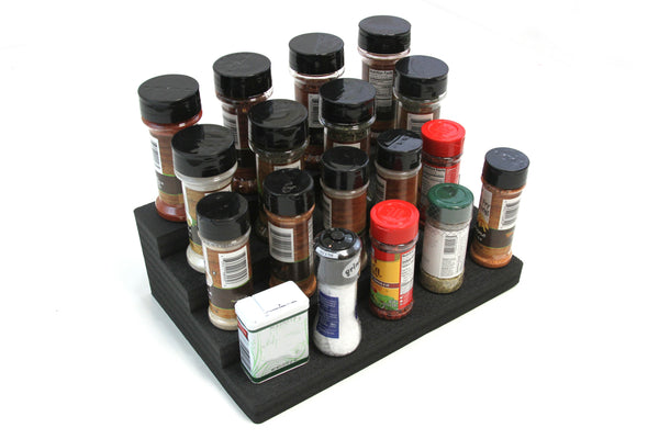 Polar Whale Cabinet or Countertop Spice Rack Organizer 4-Tier Insert Collectibles Holder for Kitchen Bathroom Living Room Waterproof Washable  13.25 x 8.75 x 4.2 Inches 4 Steps Black