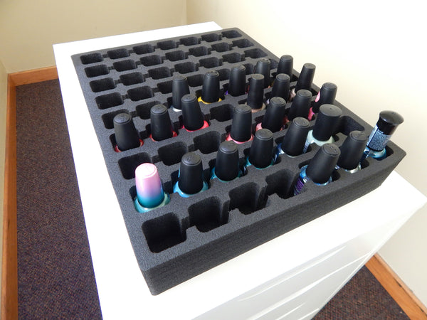 Polar Whale 4 Nail Polish Drawer Organizers Compatible with IKEA Alex Tray Washable Waterproof Insert for Home Bathroom Bedroom Office  11.5 x 14.5 x 2.25 Inches 63 Compartments Black