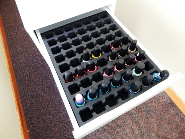 Polar Whale Nail Polish Drawer Organizer Compatible with IKEA Alex Tray Washable Waterproof Insert for Home Bathroom Bedroom Office  11.5 x 14.5 x 2.25 Inches 63 Compartments Black