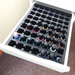 Polar Whale Nail Polish Drawer Organizer Compatible with IKEA Alex Tray Washable Waterproof Insert for Home Bathroom Bedroom Office  11.5 x 14.5 x 2.25 Inches 63 Compartments Black
