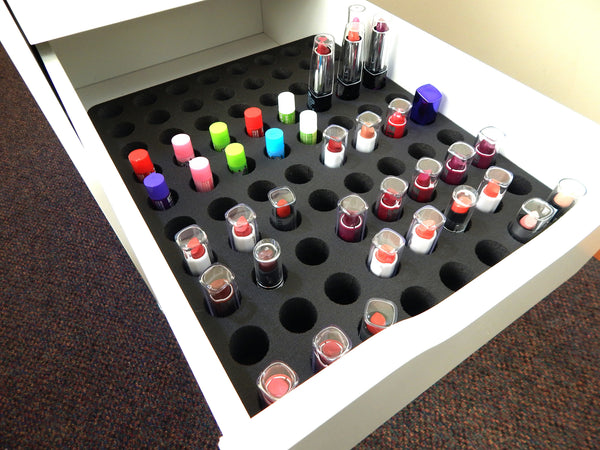 Polar Whale 2 Lipstick Drawer Organizers Compatible with IKEA Alex Tray Washable Waterproof Insert for Home Bathroom Bedroom Office  11.5 x 14.5 x 2.25 Inches 80 Compartments Black