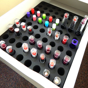 Polar Whale Lipstick Drawer Organizer Compatible with IKEA Alex Tray Washable Waterproof Insert for Home Bathroom Bedroom Office  11.5 x 14.5 x 2.25 Inches 80 Compartments Black