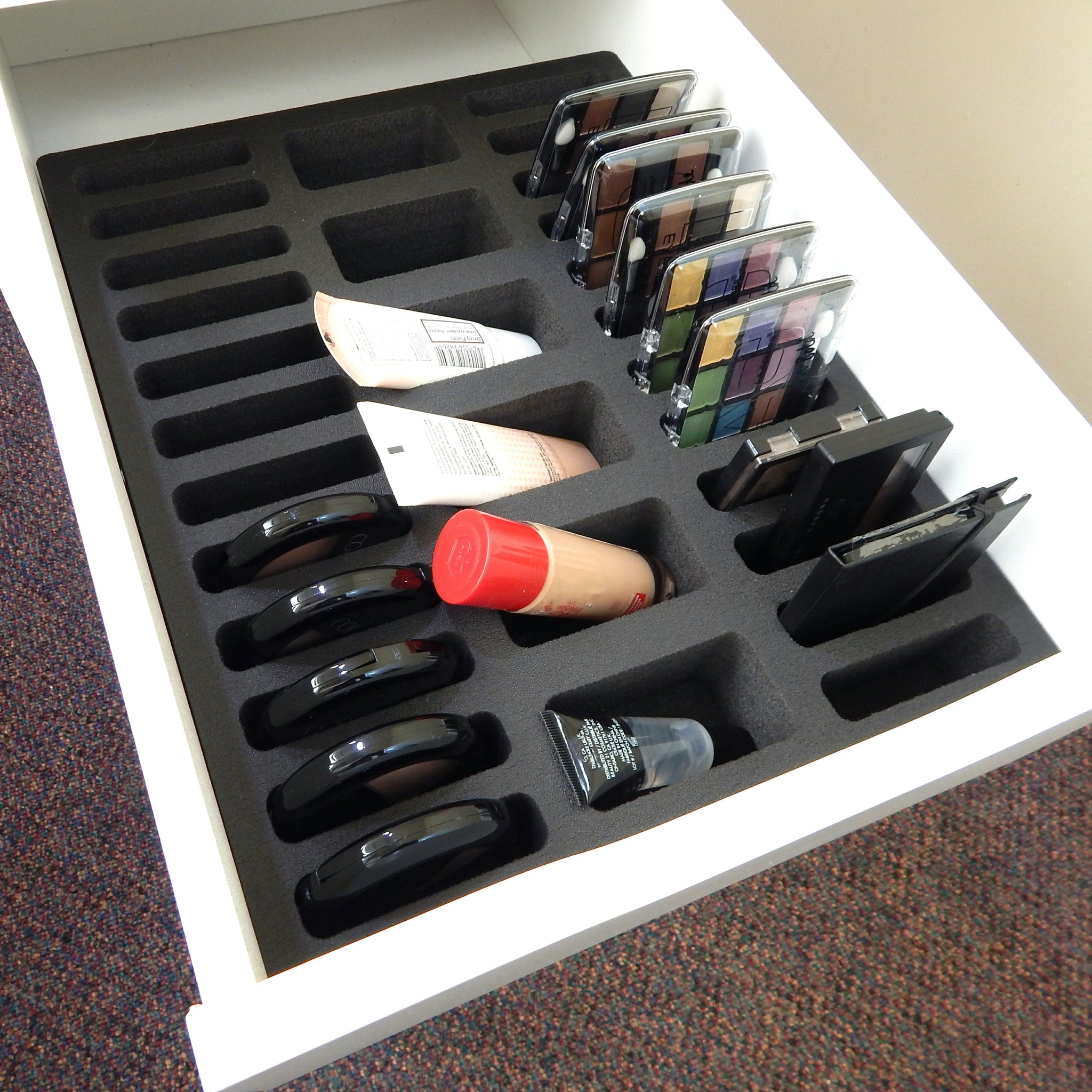 Polar Whale Compact Drawer Organizer Compatible with IKEA Alex Tray Washable Waterproof Insert for Home Bathroom Bedroom Office  11.5 x 14.5 x 2.25 Inches 30 Compartments Black