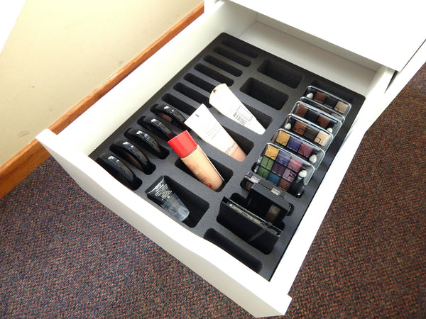 Polar Whale Compact Drawer Organizer Compatible with IKEA Alex Tray Washable Waterproof Insert for Home Bathroom Bedroom Office  11.5 x 14.5 x 2.25 Inches 30 Compartments Black