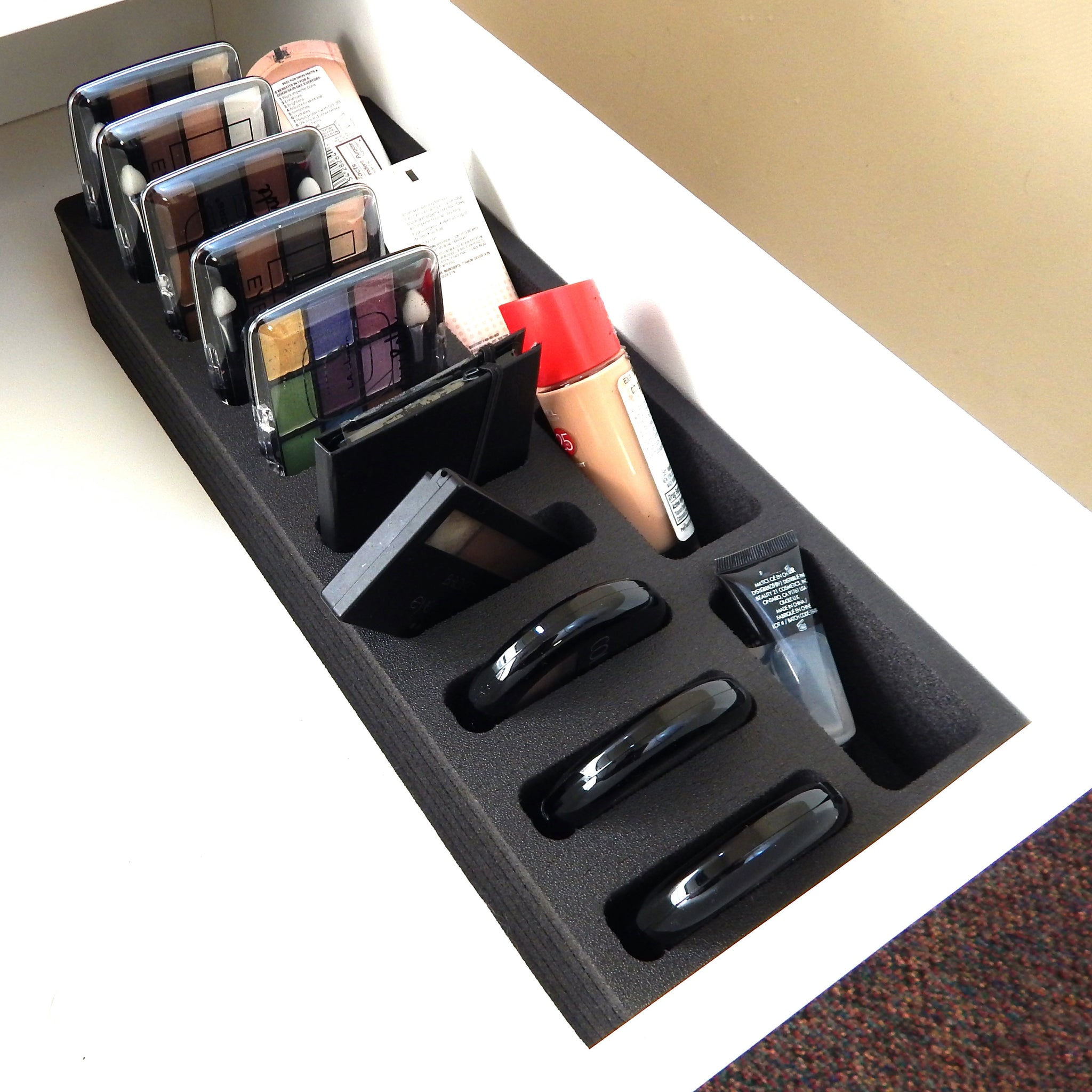 Polar Whale Compact Drawer Organizer Compatible with IKEA Alex Tray Washable Waterproof Insert for Home Bathroom Bedroom Office  5.75 x 14.5 x 2.25 Inches 14 Compartments Black