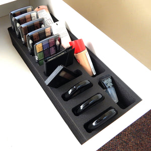 Polar Whale Compact Drawer Organizer Compatible with IKEA Alex Tray Washable Waterproof Insert for Home Bathroom Bedroom Office  5.75 x 14.5 x 2.25 Inches 14 Compartments Black