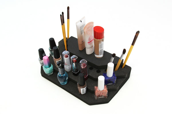 Polar Whale 4 Makeup Lipstick Stands Organizer Tray Pyramid Washable Waterproof Insert for Lipstick Nail Polish Home Bathroom Bedroom Office  11.5 x 7 x 2.25 Inches Black