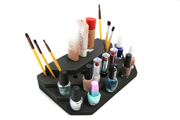 Polar Whale Makeup Lipstick Stand Organizer Tray Pyramid Washable Waterproof Insert for Lipstick Nail Polish Home Bathroom Bedroom Office  11.5 x 7 x 2.25 Inches Black