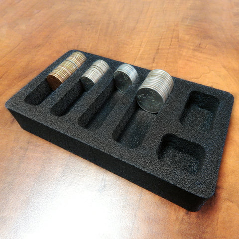 Polar Whale Coin Organizer Tray Insert for Desktop or Drawer Quarters Nickels Dimes Pennies and More Holder for Office or Home Waterproof Washable  6.3 X 3.5 X 1 Inches 6 Compartments Black