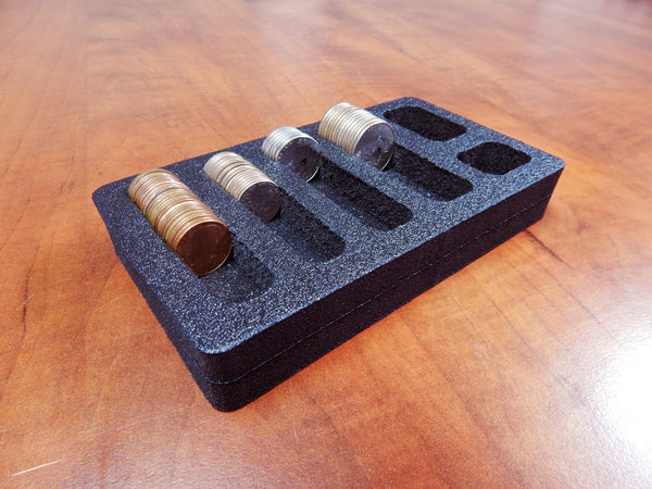 Polar Whale 2 Coin Organizer Trays Insert for Desktop or Drawer Quarters Nickels Dimes Pennies and More Holder Office Home Waterproof Washable  6.3 X 3.5 X 1 Inches 6 Compartments Black