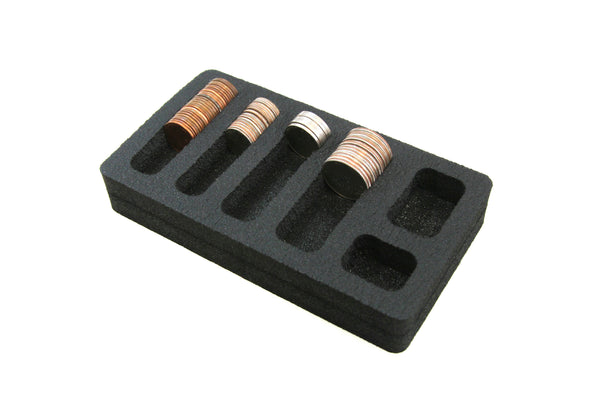 Polar Whale 2 Coin Organizer Trays Insert for Desktop or Drawer Quarters Nickels Dimes Pennies and More Holder Office Home Waterproof Washable  6.3 X 3.5 X 1 Inches 6 Compartments Black