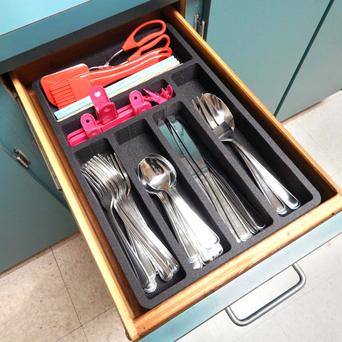 Polar Whale Flatware Silverware Drawer Organizer for Rv and Campers Cutlery Forks Knives Spoons Non-Slip Waterproof Compact Tray Insert  10.9 X 16.4 X 2 Inch 6 Slot Great for Home Kitchen