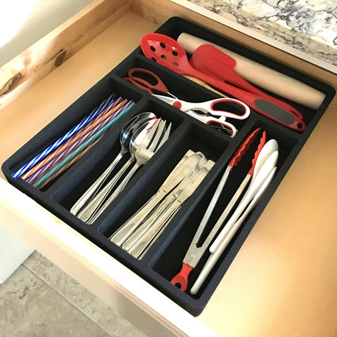Polar Whale Flatware Silverware Drawer Organizer for Rv and Campers Cutlery Forks Knives Spoons Non-Slip Waterproof Compact Tray Insert  14.1 X 18.9 X 2 Inch 6 Slot Great for Home Kitchen