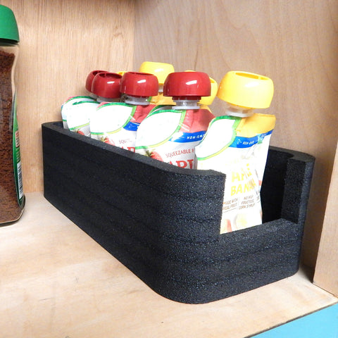 Polar Whale Food Storage Organizer Bin Tray for Kitchen Refrigerator Freezer Pantry Cabinet Cupboard Fruit Squeeze Pouches Waterproof Washable  4.75" Wide x 10" Long