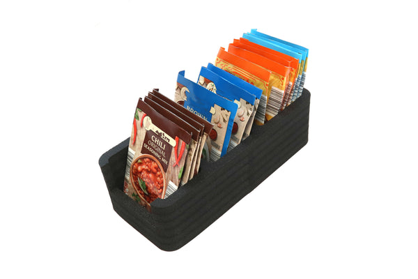 Polar Whale 2 Food Storage Organizers Bin Tray for Kitchen Pantry Cabinet Cupboard Countertop for Spice Pouches Hot Chocolate Dressing Mixes Sugar Packets Waterproof Washable 5" Wide x 11" Long 2 Pack