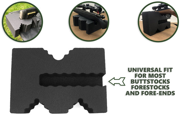 Polar Whale Shooting Bench Rest Medium Shooters Block Kit W Style with Wave Gripper Butt Stock Inset Fits Most Guns Rifle Forestock and Shotgun Fore-End Waterproof Black Foam