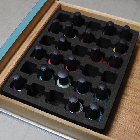 Polar Whale Nail Polish Drawer Organizer Tray Washable Waterproof Insert for Home Bathroom Bedroom Office  8.9 x 10.9 x 2 Inches 30 Compartments Black