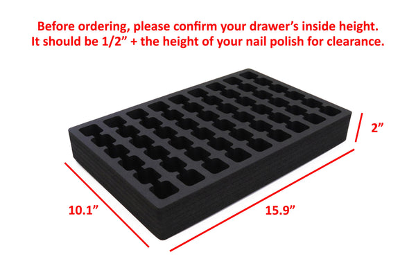 Polar Whale Nail Polish Drawer Organizer Tray Washable Waterproof Insert for Home Bathroom Bedroom Office  10.1 x 15.9 x 2 Inches 54 Compartments Black